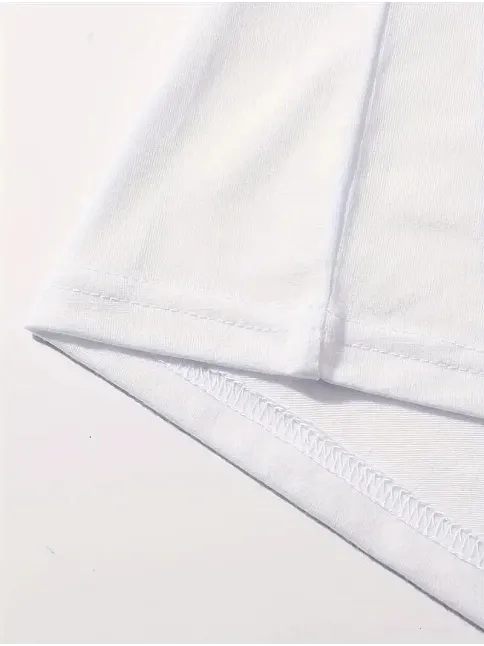 20/1 Penye Compack Baskılı Oversize Kahve Desenli Kadın Kısa Kol T-shirt - Beyaz