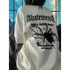 Örümcek Ağı Desenli Baskılı Oversize Bisiklet Yaka T-shirt  - Beyaz