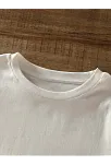 Brooklyn Harf Baskılı Düşük Omuzlu T-shirt, Rahat Kısa Kollu Bol T-shirt, Kadın Giyim - Beyaz