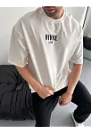 Baskılı Oversize Bisiklet Yaka T-shirt - Beyaz