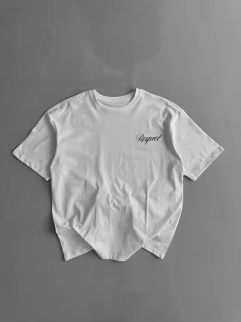 20/1 Penye Compack Baskılı Oversize Bisiklet Yaka Kısa Kol Yazlık T-shirt - Beyaz 20/1 Penye Compack Baskılı Oversize Bisiklet Yaka Kısa Kol Yazlık T-shirt - Beyaz