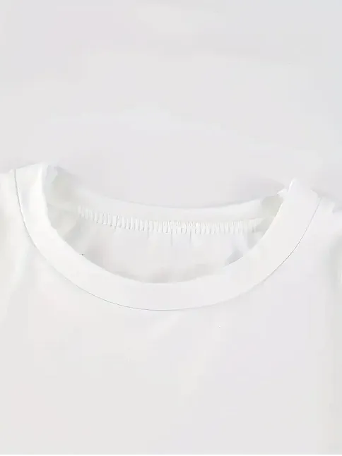20/1 Penye Compack Baskılı Oversize Kısa Kol Bisiklet Yaka T-shirt - Beyaz