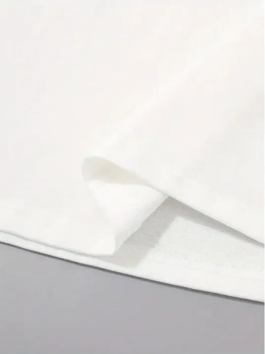 20/1 Penye Compack Palmiye Ön Baskılı Oversize Bisiklet Yaka Kısa Kol Yazlık T-shirt - Beyaz