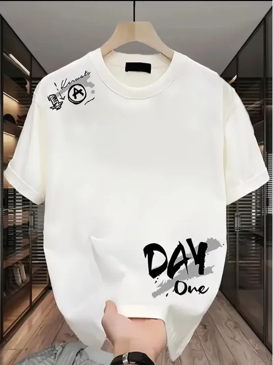 Day One Baskılı Oversize Bisiklet Yaka T-shirt - Beyaz Day One Baskılı Oversize Bisiklet Yaka T-shirt - Beyaz
