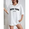 20/1 Penye CompackNew York Baskılı Oversize Kısa Kol Bisiklet Yaka T-shirt - Beyaz 20/1 Penye CompackNew York Baskılı Oversize Kısa Kol Bisiklet Yaka T-shirt - Beyaz