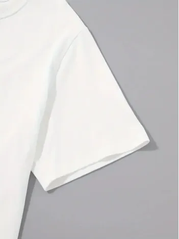 20/1 Penye Compack Sarj %1 Baskılı Oversize Bisiklet Yaka Kısa Kol Yazlık T-shirt - Beyaz