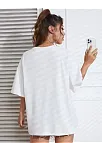20/1 Penye Compacknew York Baskılı Oversize Kısa Kol Bisiklet Yaka T-shirt - Beyaz