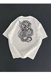 Baskılı Oversize Bisiklet Yaka T-shirt - Beyaz