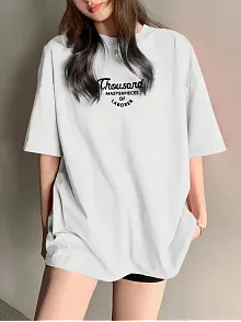 Thousand Ön Arka Baskılı Oversize Bisiklet Yaka T-shirt - Beyaz