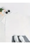 Ördek Baskılı Ve Yuvarlak Yakalı Kadın Günlük Büyük Boy Siyah Tişört. - Beyaz