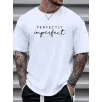 erkekler için Ön Arka Baskılı PERFECTLY günlük Kısa Kol tişört - Beyaz erkekler için Ön Arka Baskılı PERFECTLY günlük Kısa Kol tişört - Beyaz