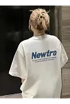 Newtro Baskılı Oversize Bisiklet Yaka T-shirt - Beyaz