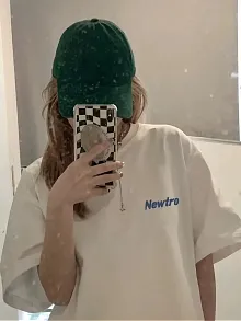 Newtro Baskılı Oversize Bisiklet Yaka T-shirt - Beyaz