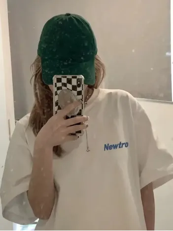 Newtro Baskılı Oversize Bisiklet Yaka T-shirt - Beyaz