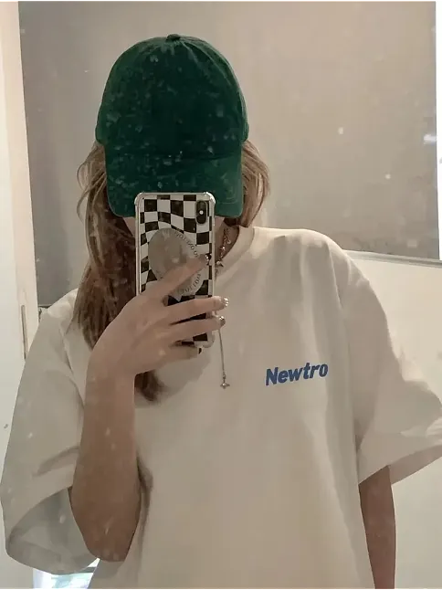 Newtro Baskılı Oversize Bisiklet Yaka T-shirt - Beyaz