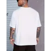 Sporda Günlük Hayata Giyilebilir GYM Baskılı Oversize Bisiklet Yaka Erkek T-shirt - Beyaz