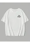 20/1 Penye Compack Dark Angel Baskılı Oversize Kısa Kol Yazlık T-shirt- Beyaz