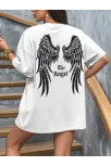 20/1 Penye Compack Dark Angel Baskılı Oversize Kısa Kol Yazlık T-shirt- Beyaz 20/1 Penye Compack Dark Angel Baskılı Oversize Kısa Kol Yazlık T-shirt- Beyaz