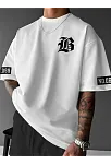 Lb Baskılı Ön Arka Oversize Bisiklet Yaka Kısa Kol T-shirt - Beyaz