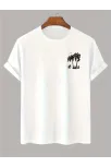 20/1 Penye Compack Palmiye Baskılı Oversize Bisiklet Yaka Kısa Kol T-shirt - Beyaz 20/1 Penye Compack Palmiye Baskılı Oversize Bisiklet Yaka Kısa Kol T-shirt - Beyaz