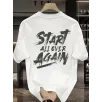 20/1 Penye Compack Start All Over Baskılı Oversize Bisiklet Yaka Kısa Kol Yazlık T-shirt - Beyaz