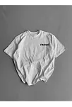 20/1 Penye Compack Baskılı Oversize Bisiklet Yaka Kısa Kol Yazlık T-shirt - Beyaz