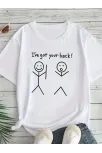 Kadın Beyaz "ı've Got Your Back" Grafik Tişört - Eğlenceli Çubuk Tasarımlı Oversize Günlük Kısa Kollu Tişört, Polyester Örgü, Yuvarlak Yaka, İlkbahar Ve Yaz İçin Mükemmel, Günlük Giyim Tişört | Eğlenceli Tasarım | Polyester Kumaş - Beyaz