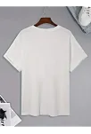 20/1 Penye Compack Uçak Baskılı Oversize Bisiklet Yaka Kısa Kol T-shirt - Beyaz