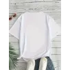Kadın Beyaz "I've Got Your Back" Grafik Tişört - Eğlenceli Çubuk Tasarımlı Oversize Günlük Kısa Kollu Tişört, Polyester Örgü, Yuvarlak Yaka, İlkbahar ve Yaz için Mükemmel, Günlük Giyim Tişört | Eğlenceli Tasarım | Polyester Kumaş - Beyaz