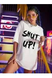 20/1 Penye Compack Oversize Beyaz Shut Up Kısa Kol Yazlık Tişört - Beyaz 20/1 Penye Compack Oversize Beyaz Shut Up Kısa Kol Yazlık Tişört - Beyaz