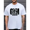 Sporda Günlük Hayata Giyilebilir GYM Baskılı Oversize Bisiklet Yaka Erkek T-shirt - Beyaz