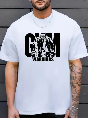 Sporda Günlük Hayata Giyilebilir GYM Baskılı Oversize Bisiklet Yaka Erkek T-shirt - Beyaz Sporda Günlük Hayata Giyilebilir GYM Baskılı Oversize Bisiklet Yaka Erkek T-shirt - Beyaz