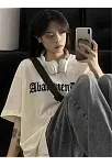 Örümcek Ağı Desenli Baskılı Oversize Bisiklet Yaka T-shirt  - Beyaz