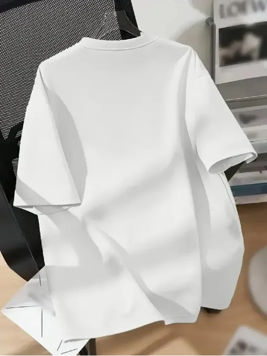 [Günlük T-Shirt] Hafif Kadın Günlük T-Shirt | Bol Kesim, Kısa Kollu, Yuvarlak Yaka, Eğlenceli Karikatür Ayı ve "Umrumda Değil" Baskı - Günlük Stil, İlkbahar/Yaz- Beyaz