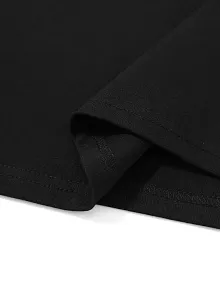 20/1 Penye Compack Sarj %1 Baskılı Oversize Bisiklet Yaka Kısa Kol Yazlık T-shirt - Siyah