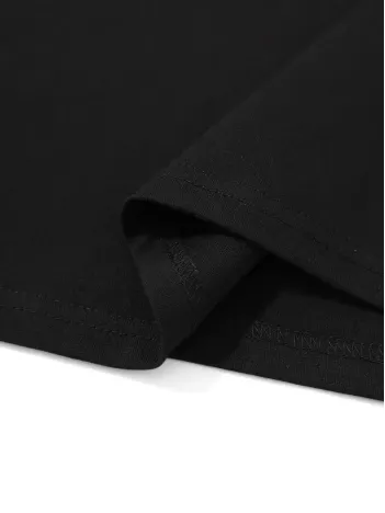 20/1 Penye Compack Sarj %1 Baskılı Oversize Bisiklet Yaka Kısa Kol Yazlık T-shirt - Siyah