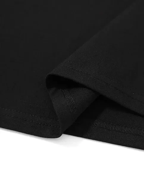 20/1 Penye Compack Sarj %1 Baskılı Oversize Bisiklet Yaka Kısa Kol Yazlık T-shirt - Siyah