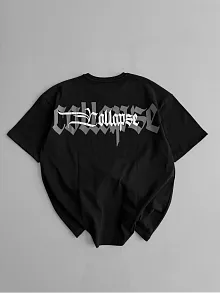 20/1 Penye Compack Unisex Baskılı Oversize Bisiklet Yaka Kısa Kol Yazlık T-shirt - Siyah