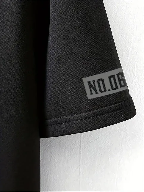 Lb Ön Arka Baskılı Oversize Bisiklet Yaka Yazlık T-shirt - Siyah