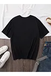 20/1 Penye Compack Baskılı Oversize Bisiklet Yaka Kısa Kol Yazlık T-shirt - Siyah