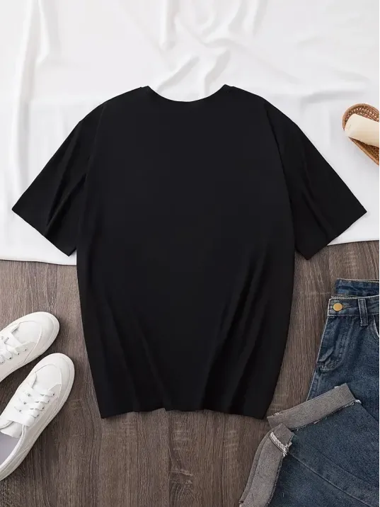 20/1 Penye Compack Baskılı Oversize Bisiklet Yaka Kısa Kol Yazlık T-shirt - Siyah 20/1 Penye Compack Baskılı Oversize Bisiklet Yaka Kısa Kol Yazlık T-shirt - Siyah