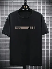 20/1 Penye Compack Futre Baskılı Oversize Kısa Kol Bisiklet Yaka T-shirt - Siyah