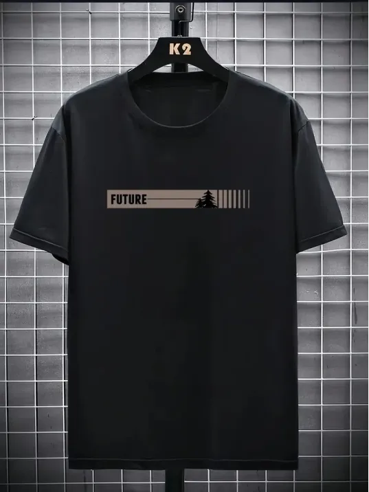 20/1 Penye Compack FUTRE Baskılı Oversize Kısa Kol Bisiklet Yaka T-shirt - Siyah 20/1 Penye Compack FUTRE Baskılı Oversize Kısa Kol Bisiklet Yaka T-shirt - Siyah