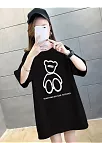 20/1 Penye Compack Ön Arka Baskılı Oversize Bisiklet Yaka T-shirt - Siyah
