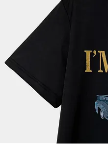 Erkek Vintage Araba Grafik T-shirt - "ben Yaşlı Değilim Ben Bir Klasiğim" Esprili Baskı  Nefes Alabilir Kumaş, Günlük Yaz Ve Yıl Boyu Giyim İçin Oversize Kısa Kollu Tişört - Siyah