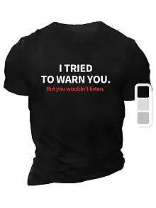 20/1 Penye Compack I Trıed To Warn You. Baskılı Oversize Bisiklet Yaka T-shirt - Siyah