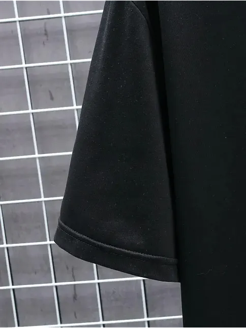 20/1 Penye Compack Futre Baskılı Oversize Kısa Kol Bisiklet Yaka T-shirt - Siyah