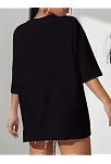 20/1 Penye Compack Classical Baskılı Siyah Oversize Tişort - Siyah