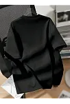 20/1 Penye Compack Ayı Baskılı Oversize Bisiklet Yaka Kısa Kol T-shirt - Siyah