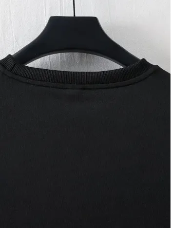 LB Ön Arka Baskılı Oversize Bisiklet Yaka Yazlık T-shirt - Siyah